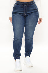 A Soft Touch Knit Denim Joggers - Dark Wash Ins Street